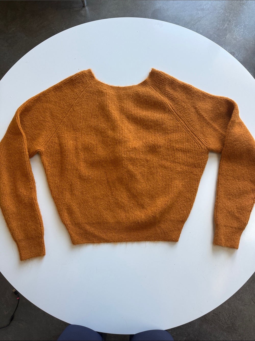 Zara Burnt Orange Crewneck Twist Open Back Sweater S